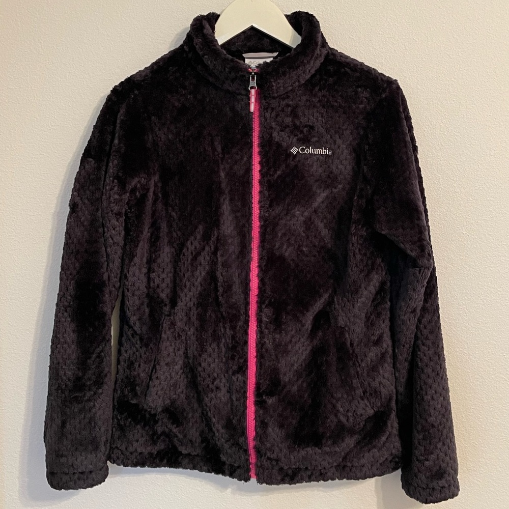 Columbia Womens Fleece Jacket, Black/Pink, size Medium